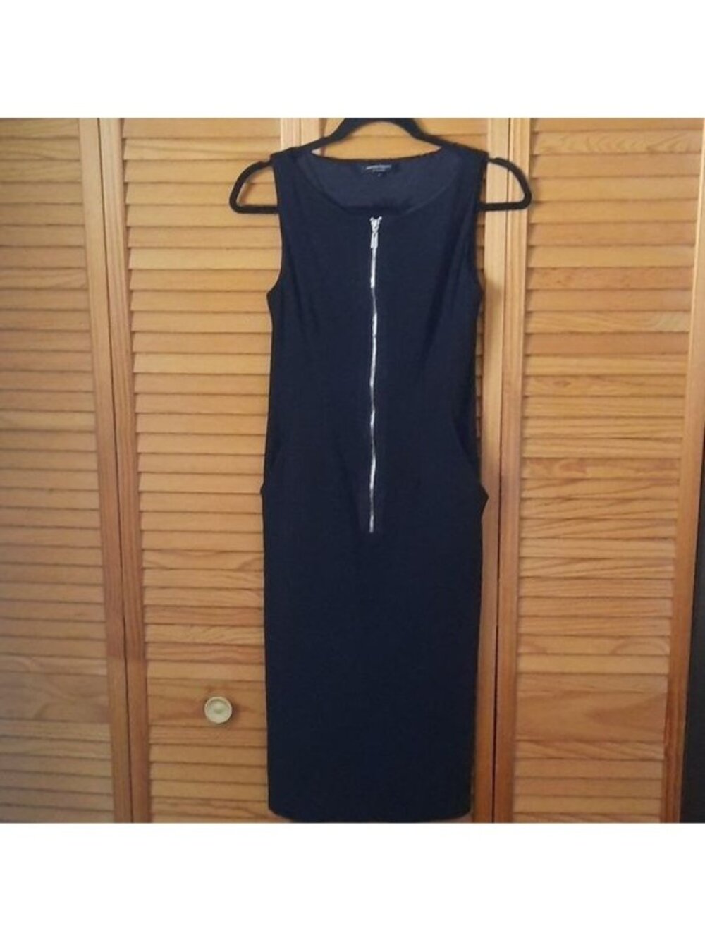 Nanette Lepore Black Sleeveless Front Zipper Hip Pockets Bodycon Pencil Dress 2